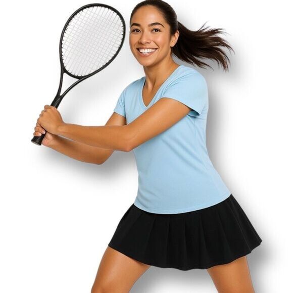 EleVen Venus Williams S Crystal Blue V-Neck Tennis Shirt Tee NWT Match Point - Picture 1 of 10